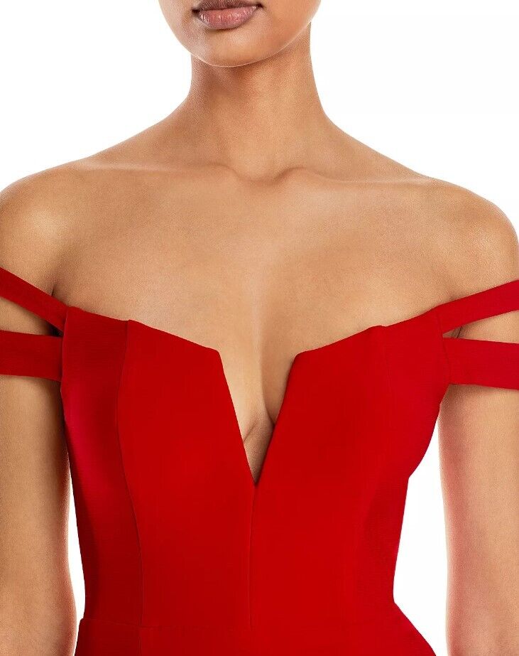 AQUA Off-The-Shoulder Gown - 100% Exclusive Red SIZE 10