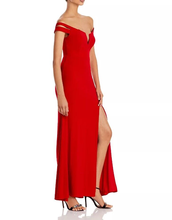 AQUA Off-The-Shoulder Gown - 100% Exclusive Red SIZE 10