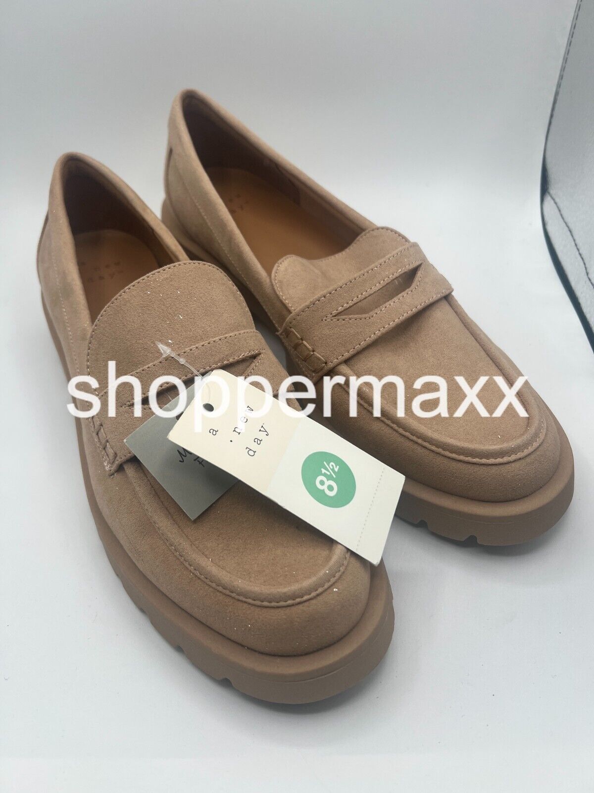 Women's Archie Loafer Flats - A New Day, Color-Taupe, Size- 8.5