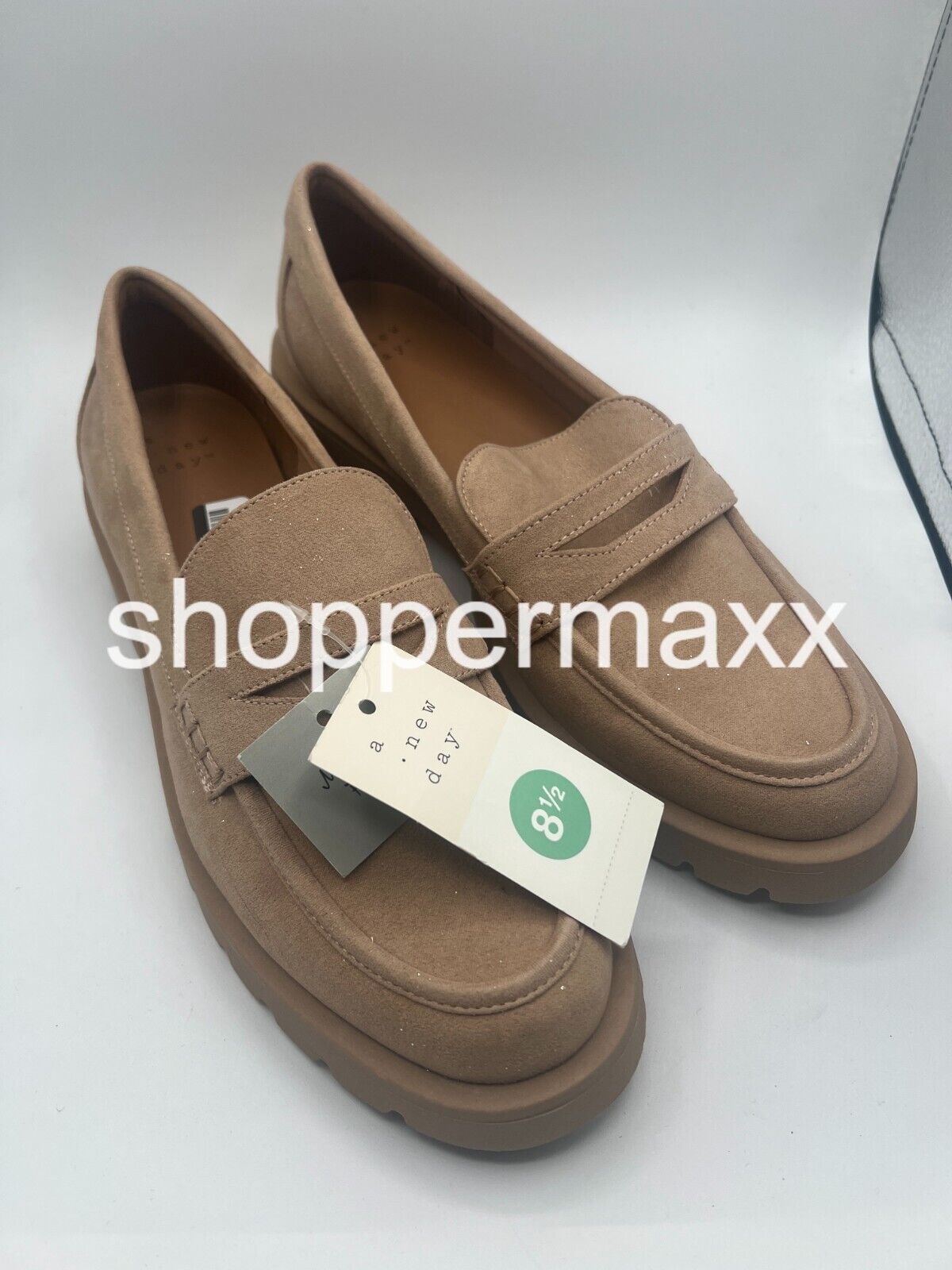 Women's Archie Loafer Flats - A New Day, Color-Taupe, Size- 8.5