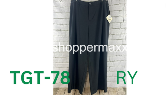 Women's High-Rise Wide Leg Pants - Ava & Viv, Color- Black, Size- 17