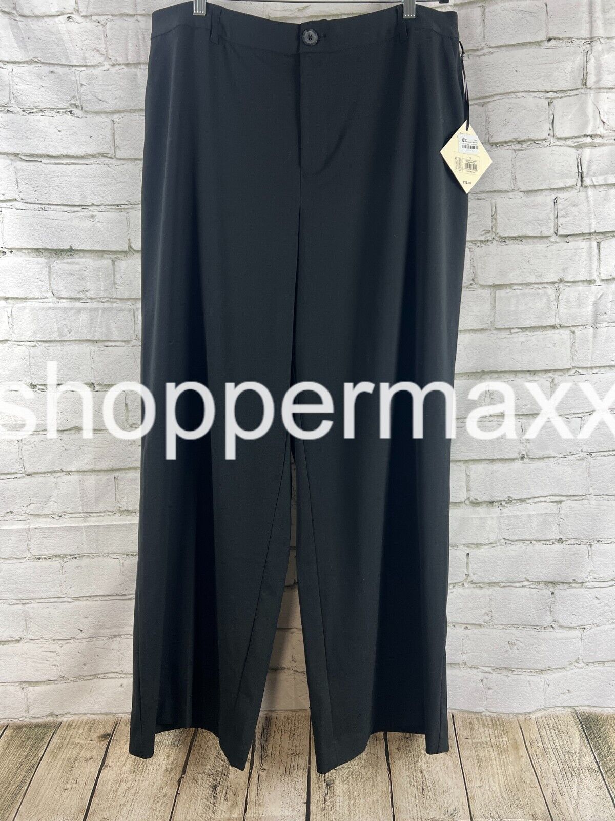 Women's High-Rise Wide Leg Pants - Ava & Viv, Color- Black, Size- 17