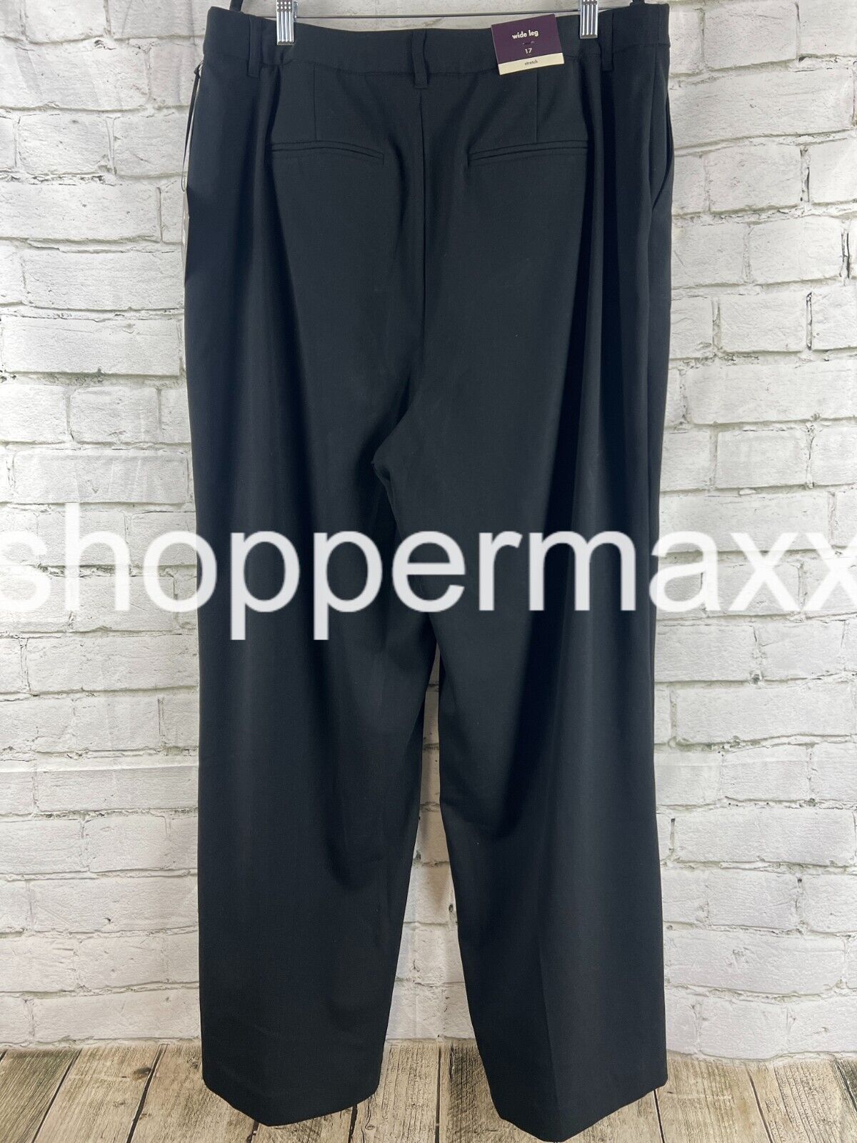 Women's High-Rise Wide Leg Pants - Ava & Viv, Color- Black, Size- 17