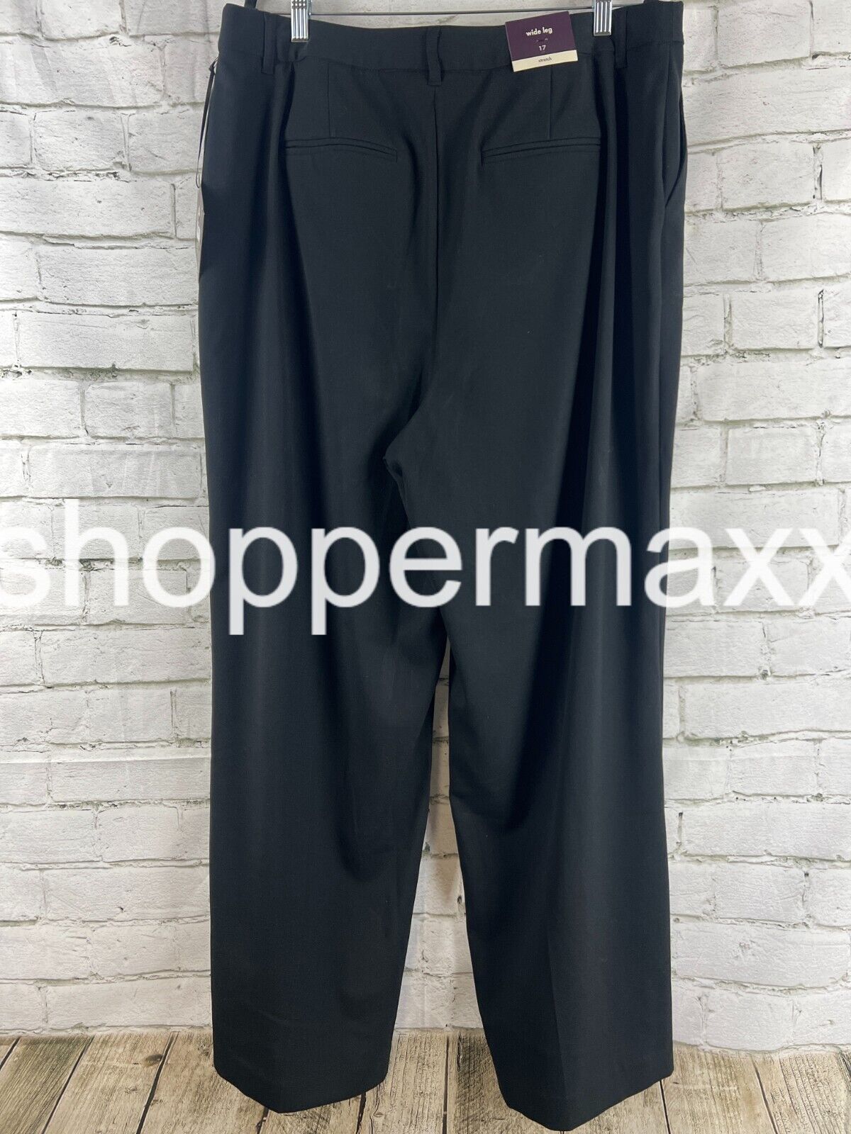 Women's High-Rise Wide Leg Pants - Ava & Viv, Color- Black, Size- 17