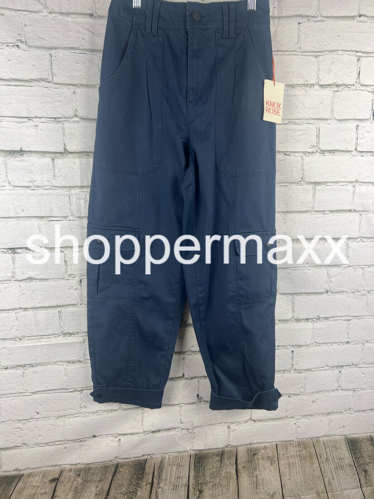 Women's Mid-Rise Casual Fit Cargo Pants - Knox Rose, Navy Blue, Size- X-Small
