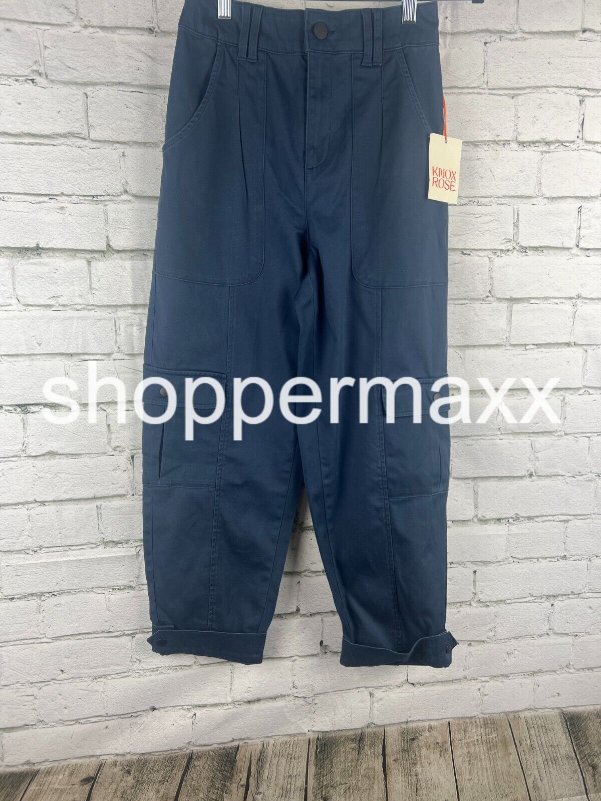 Women's Mid-Rise Casual Fit Cargo Pants - Knox Rose, Navy Blue, Size- X-Small