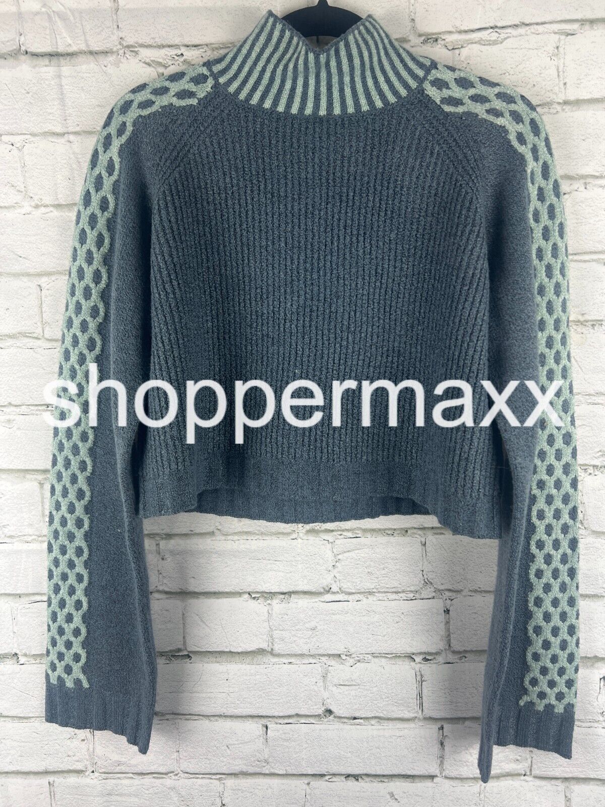 Women's Mock Turtleneck Boxy Pullover Sweater - Wild Fable, Dark Blue, Size-XS
