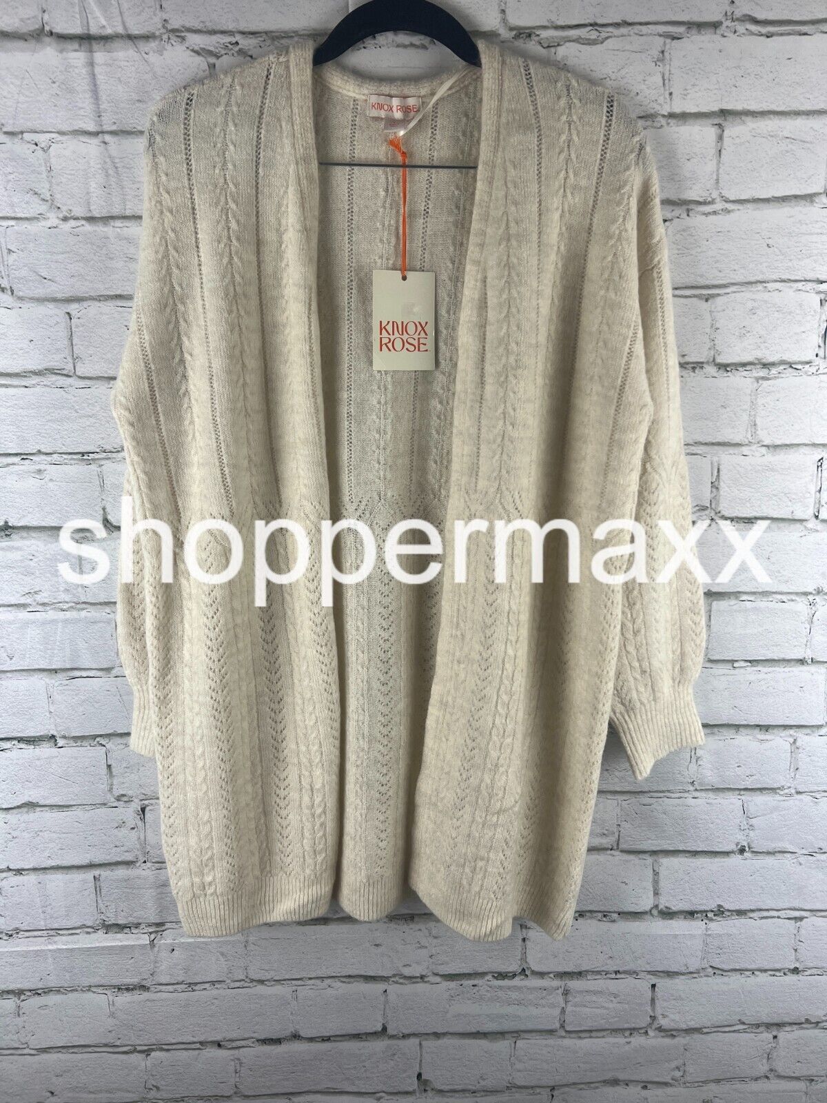 Women's Cable Pointelle Cardigan - Knox Rose, Heather Cream, Size- Small