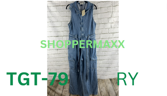 Women's Denim Cargo Jumpsuit - Universal Thread, Wash, Size- 10