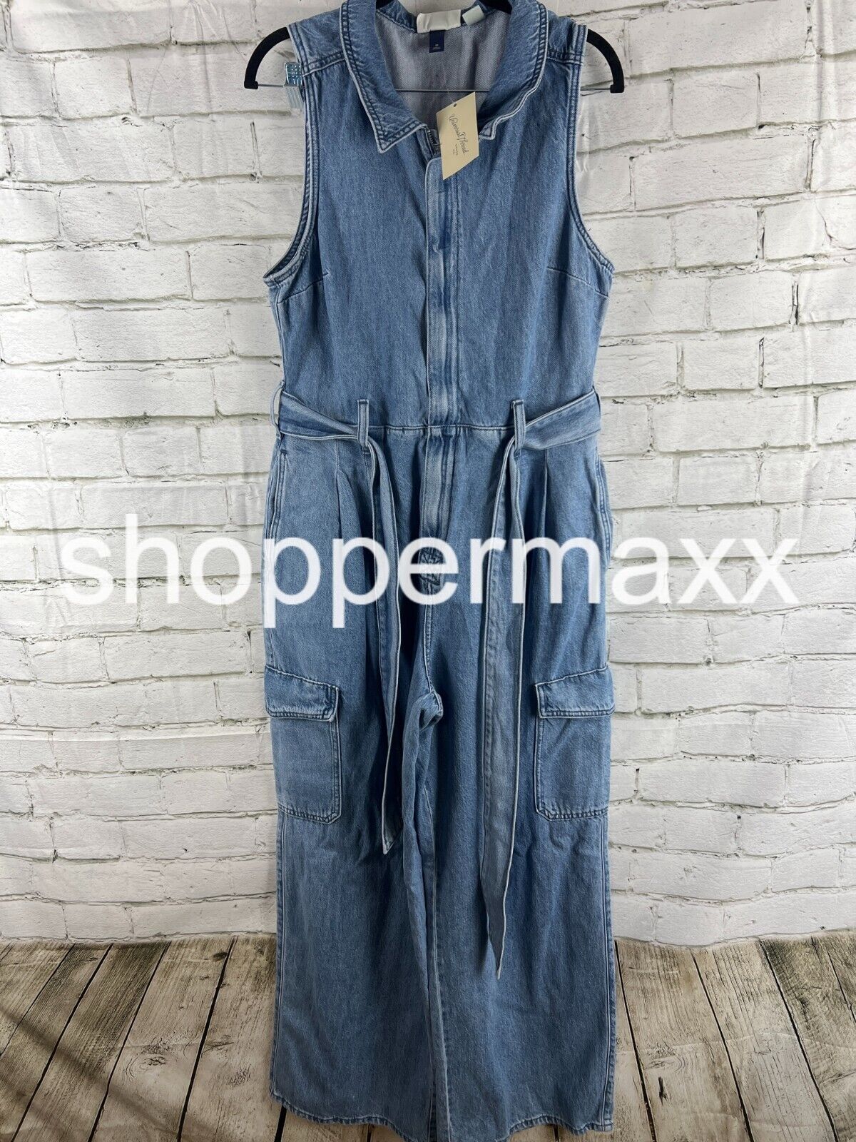 Women's Denim Cargo Jumpsuit - Universal Thread, Wash, Size- 10