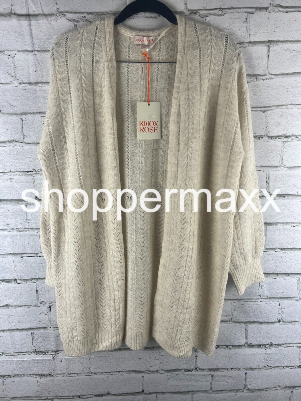 Women's Cable Pointelle Cardigan - Knox Rose, Heather Cream, Size- Small