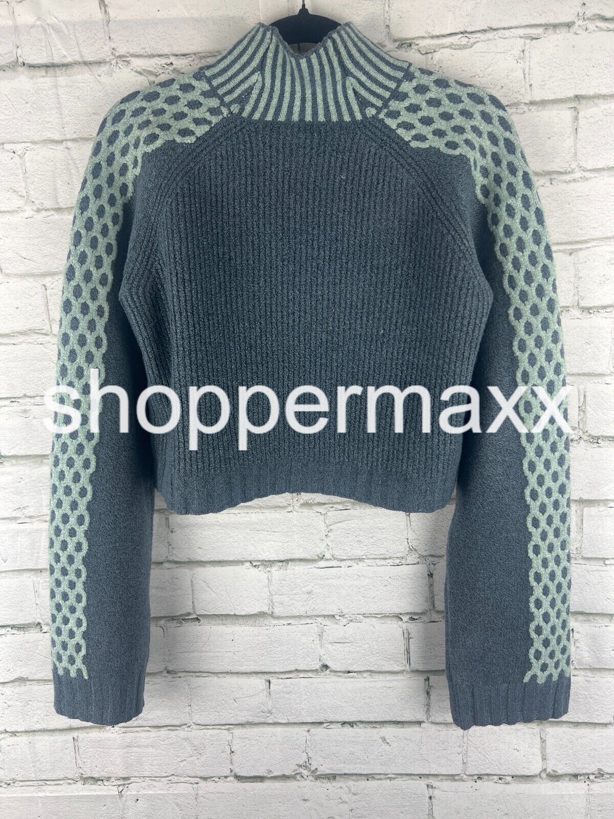 Women's Mock Turtleneck Boxy Pullover Sweater - Wild Fable, Dark Blue, Size-XS