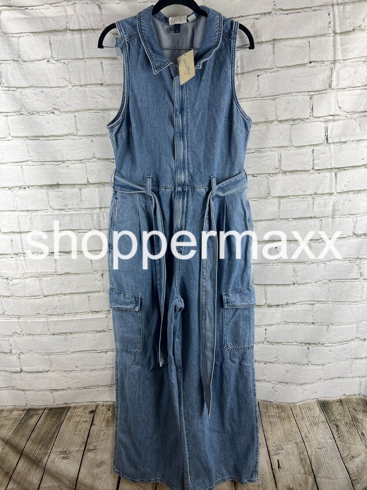 Women's Denim Cargo Jumpsuit - Universal Thread, Wash, Size- 10