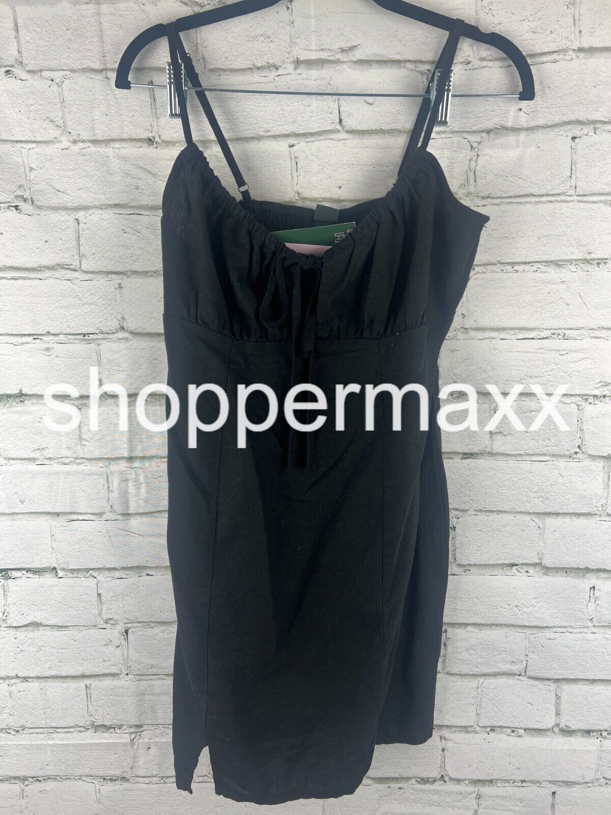 Women's Ruched Linen Slip Dress - Wild Fable, Color- Black, Size- SMALL