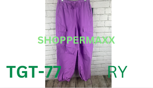 Women's High-Rise Cargo Parachute Pants - Wild Fable, Lavender, Size-X-Small