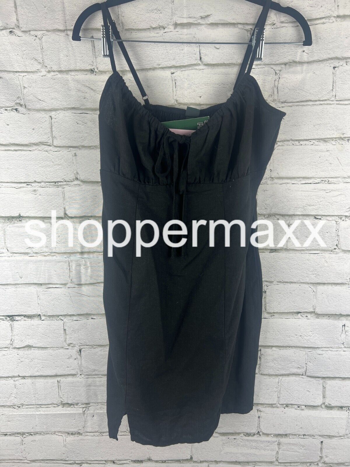 Women's Ruched Linen Slip Dress - Wild Fable, Color- Black, Size- SMALL