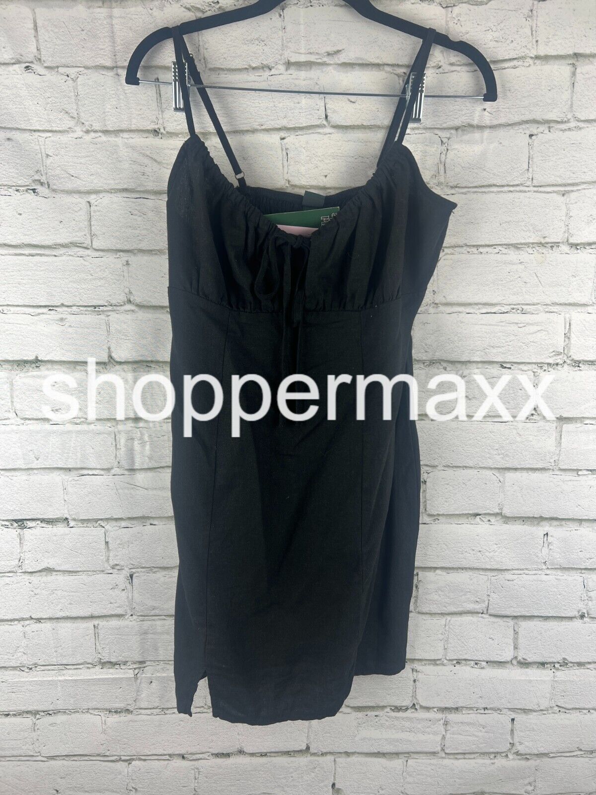 Women's Ruched Linen Slip Dress - Wild Fable, Color- Black, Size- SMALL