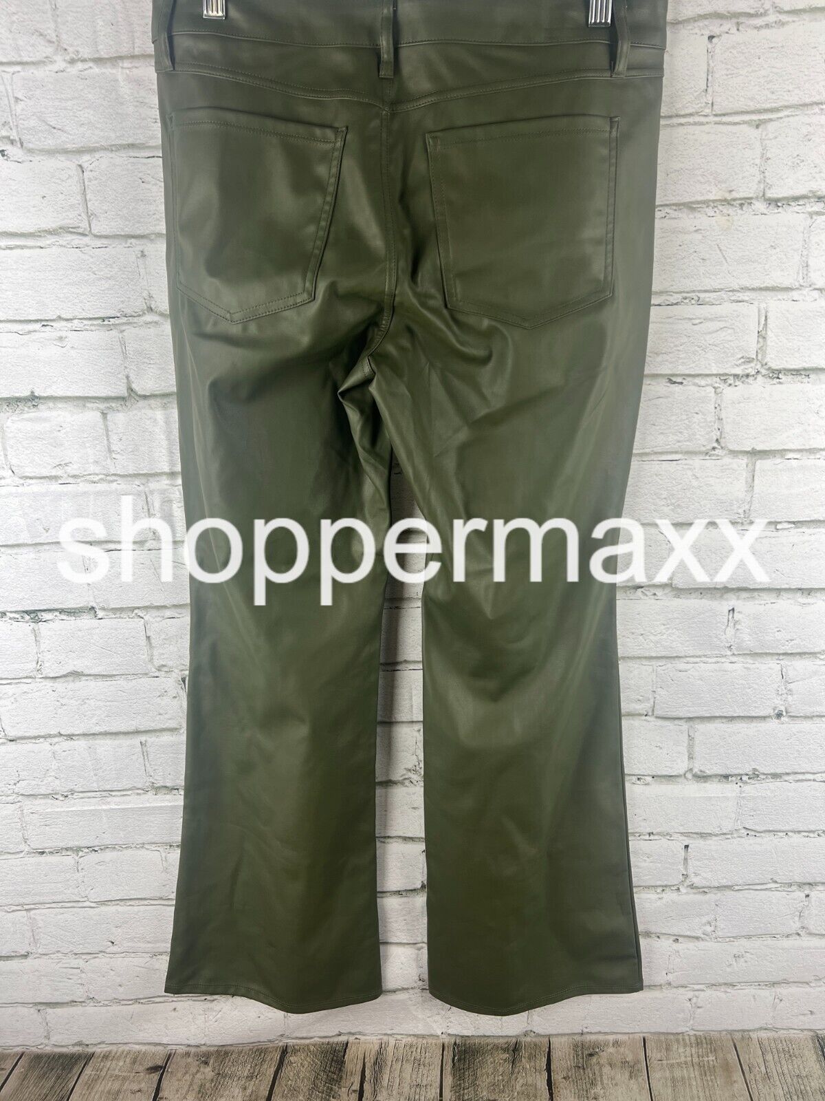 Women's Low-Rise Faux Leather Flare Pants - Wild Fable, Olive Green, Size- 10