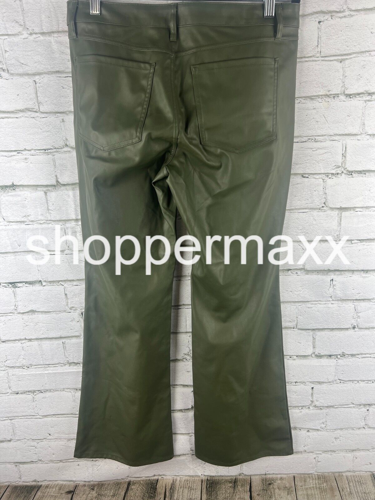 Women's Low-Rise Faux Leather Flare Pants - Wild Fable, Olive Green, Size- 10