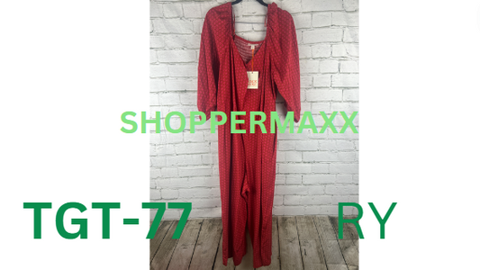 Women's Puff 3/4 Sleeve Jumpsuit - Knox Rose, Red Dot, XXL