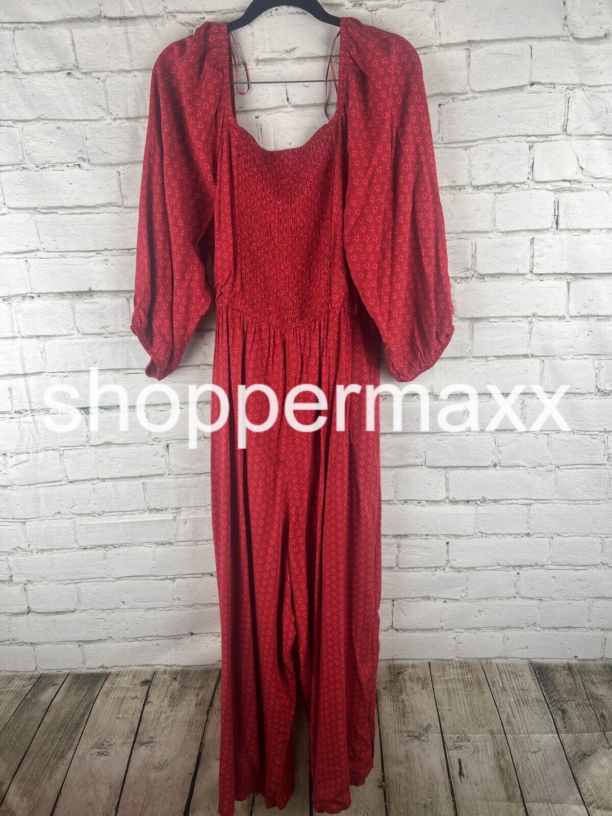 Women's Puff 3/4 Sleeve Jumpsuit - Knox Rose, Red Dot, XXL