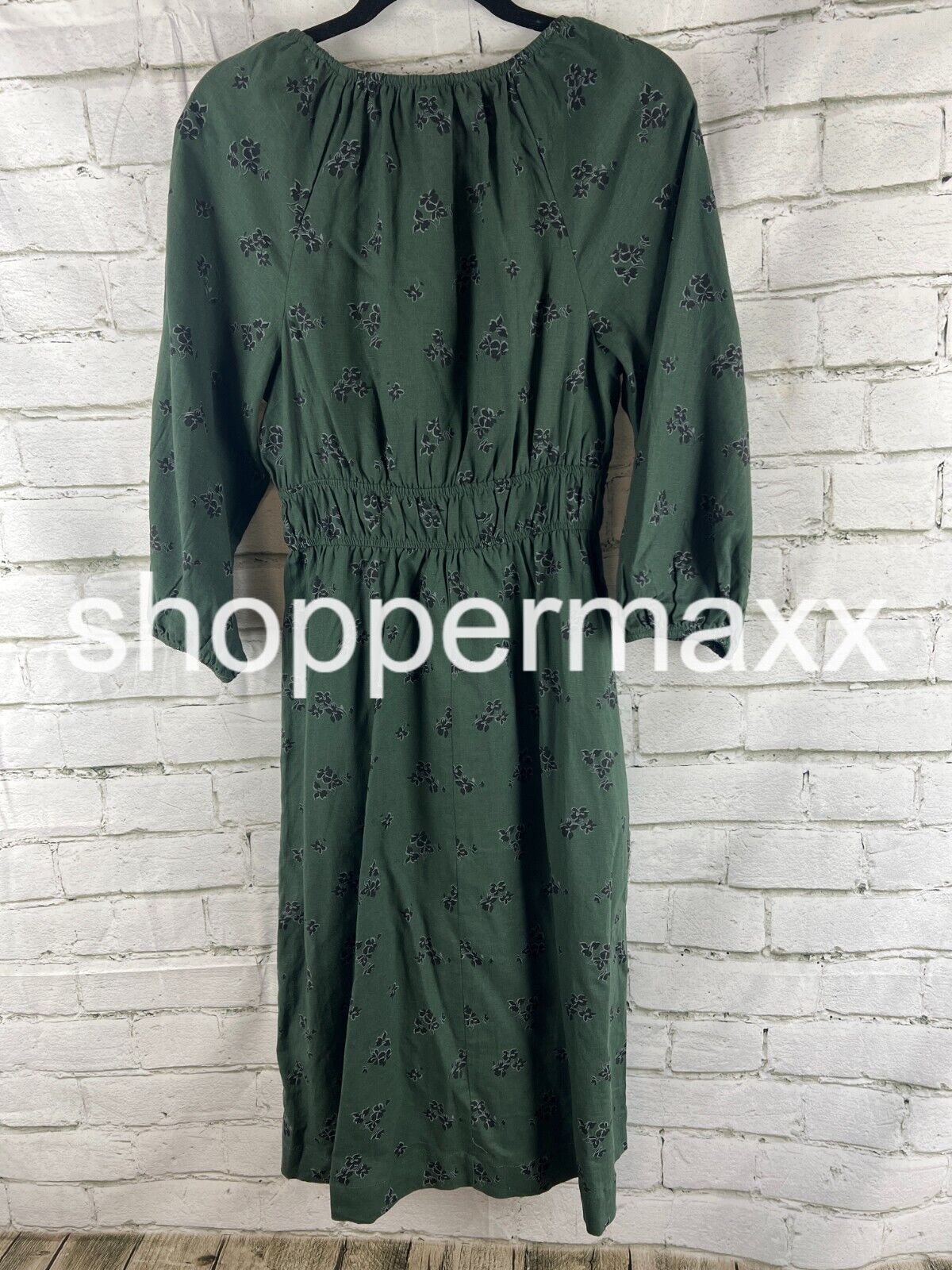 Women's Tie-Front Puff 3/4 Sleeve Midi Dress - Universal Thread, Color- Green, S