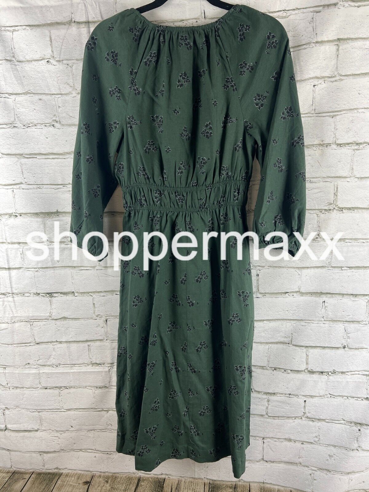 Women's Tie-Front Puff 3/4 Sleeve Midi Dress - Universal Thread, Color- Green, S