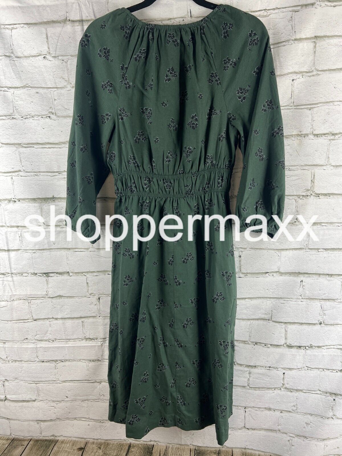Women's Tie-Front Puff 3/4 Sleeve Midi Dress - Universal Thread, Color- Green, S