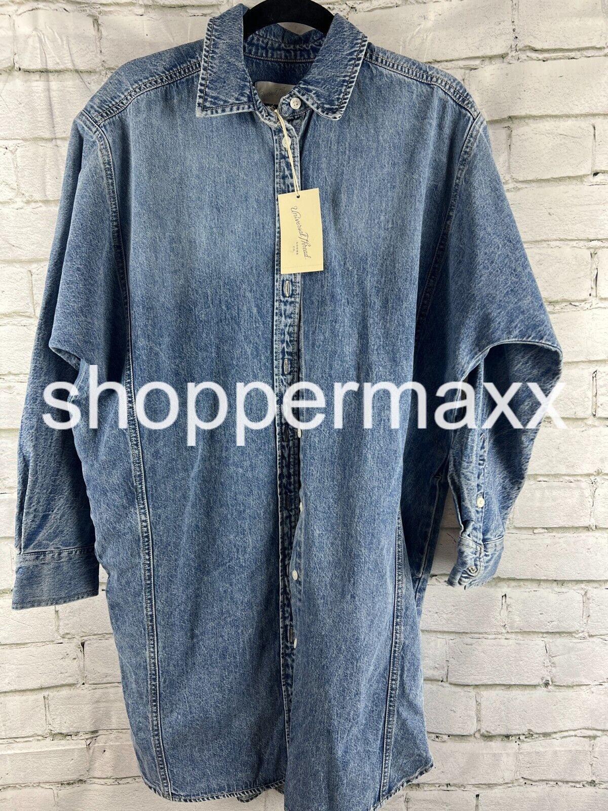Women's Long Sleeve Denim Mini Shirtdress - Universal Thread, Color- Blue, XS