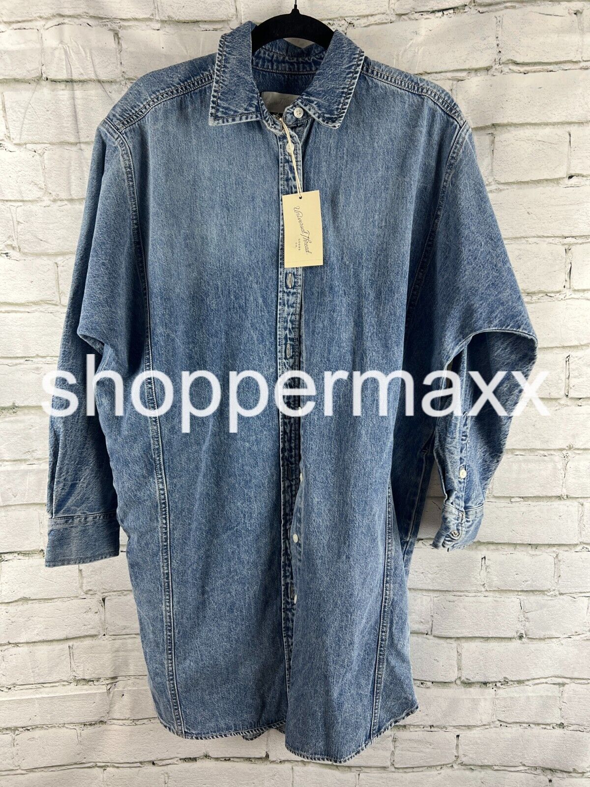 Women's Long Sleeve Denim Mini Shirtdress - Universal Thread, Color- Blue, XS