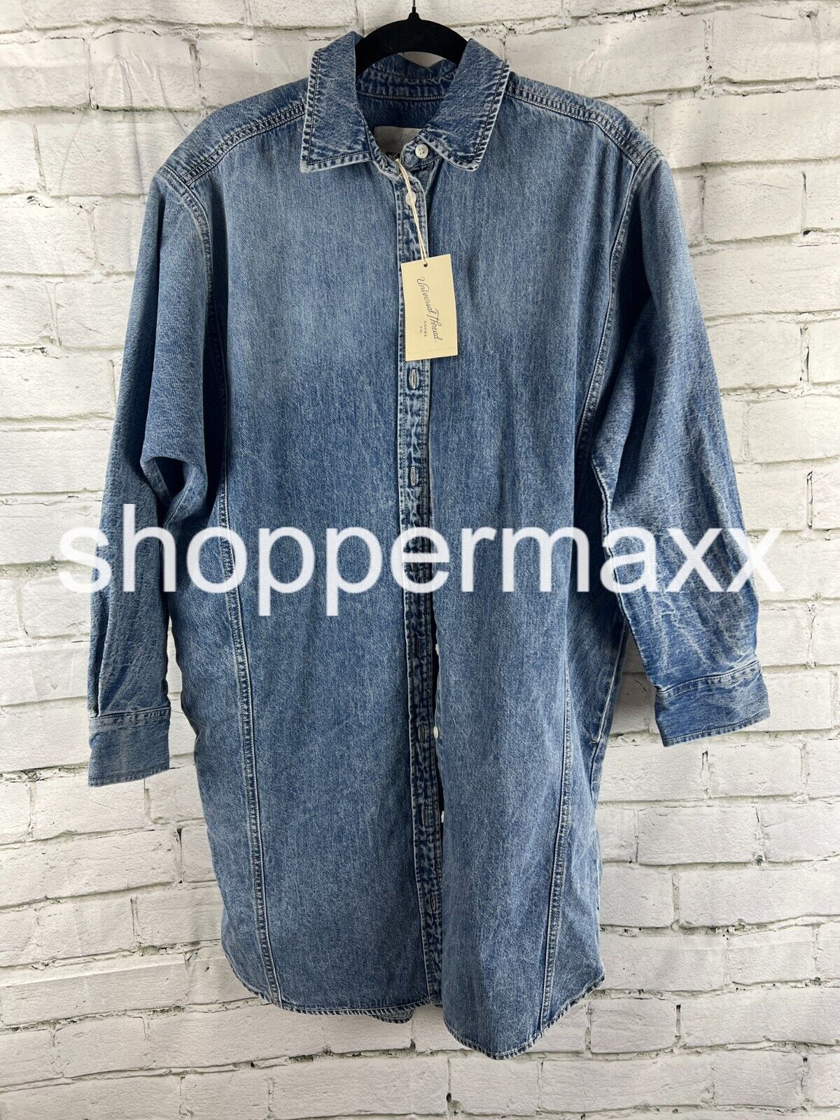 Women's Long Sleeve Denim Mini Shirtdress - Universal Thread, Color- Blue, XS