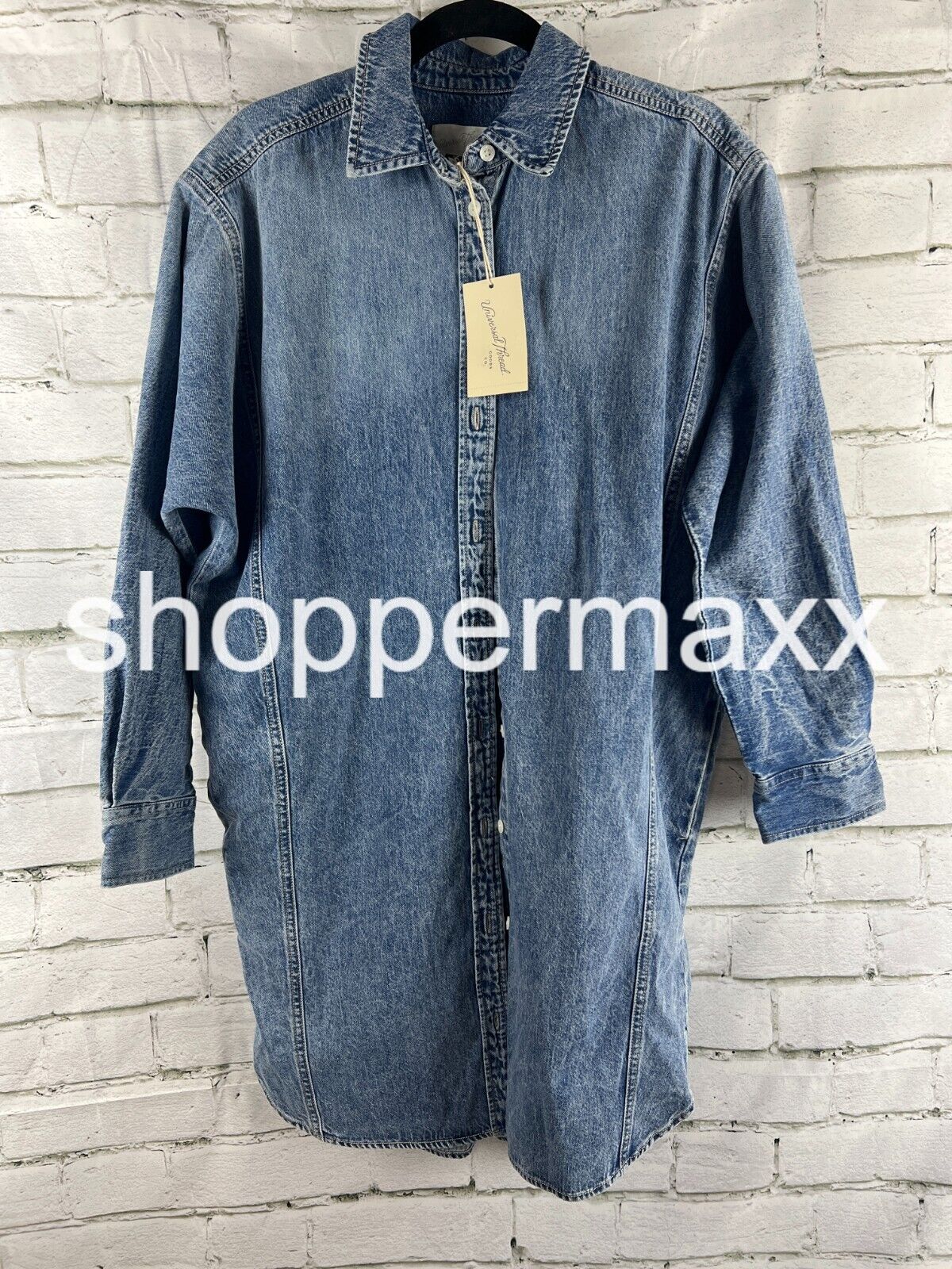 Women's Long Sleeve Denim Mini Shirtdress - Universal Thread, Color- Blue, XS