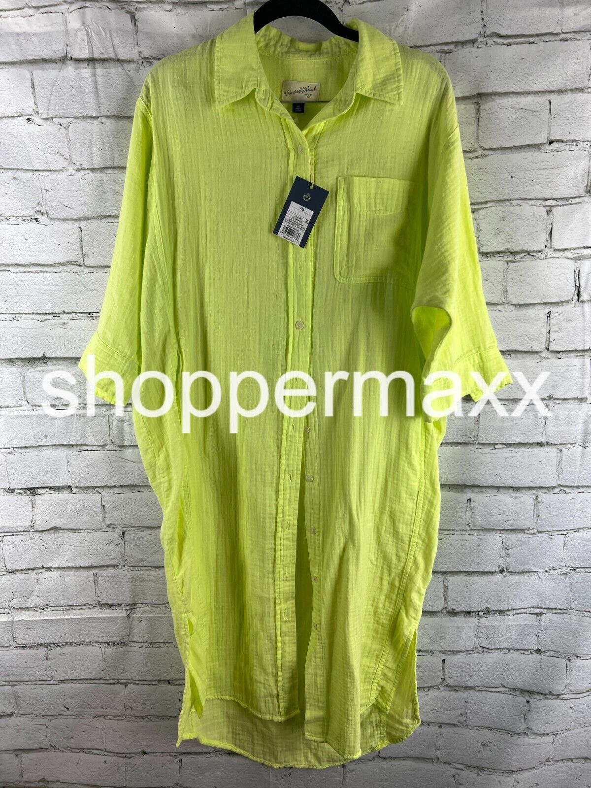 Women's 3/4 Sleeve Shirtdress - Universal Thread, Lime Green, Size-X-Small