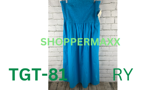 A New Day, Women's Strapless Smocked Tube Sundress, Turquoise Blue, Size -Large