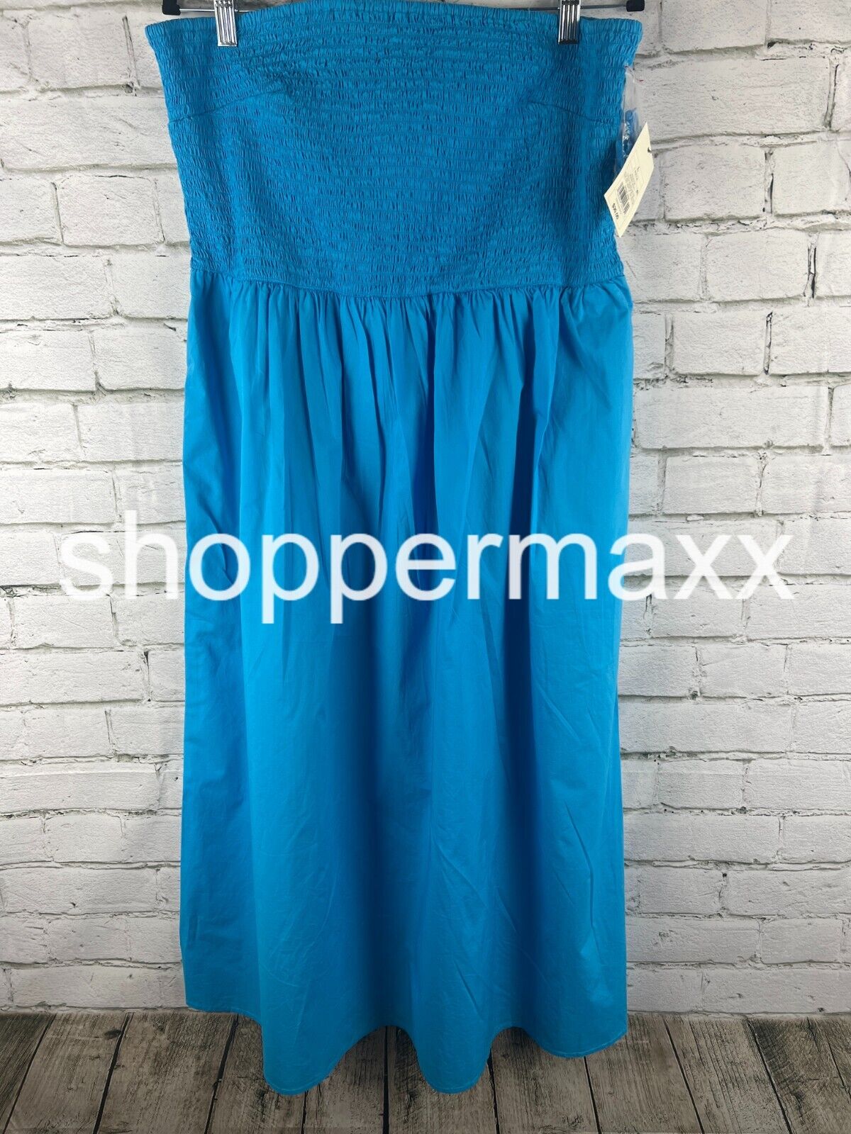 A New Day, Women's Strapless Smocked Tube Sundress, Turquoise Blue, Size -Large