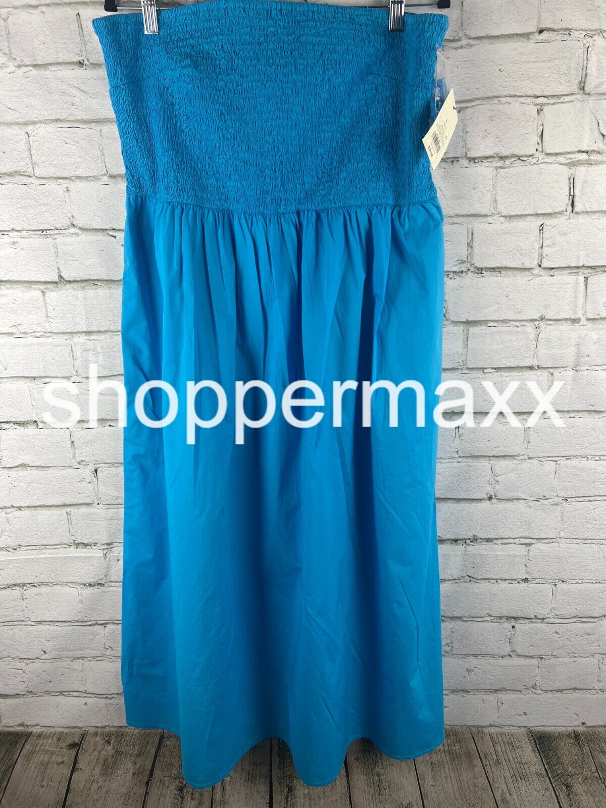 A New Day, Women's Strapless Smocked Tube Sundress, Turquoise Blue, Size -Large