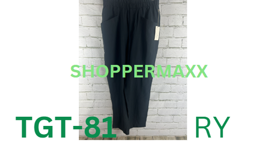 A New Day, Women's Black Solid Elastic Waist, Pull On Pants, BLACK, Size- S