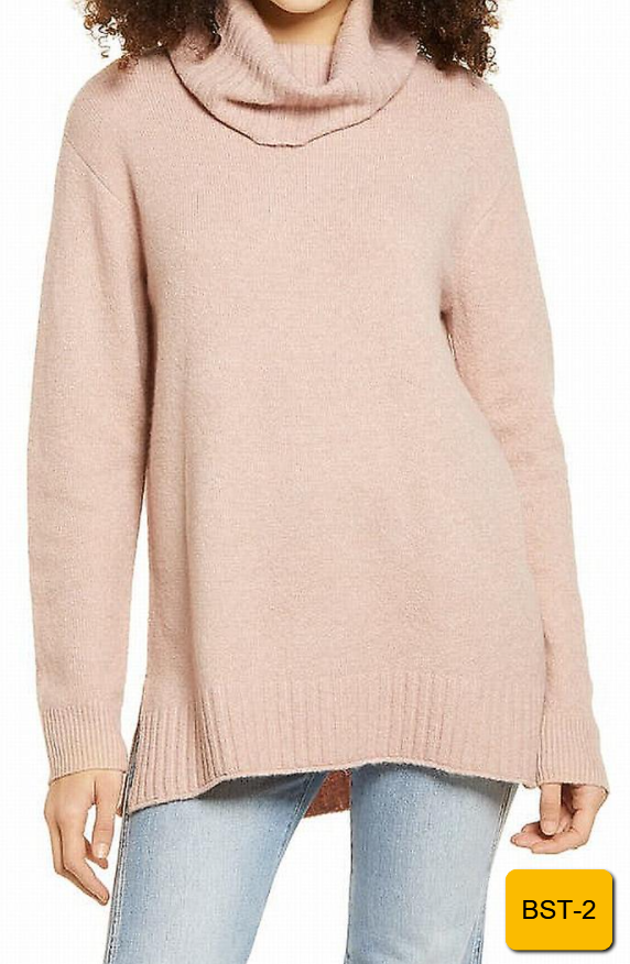Bp. Longline Turtleneck Sweater - Women's Size XS/S/M, Pink Adobe NEW