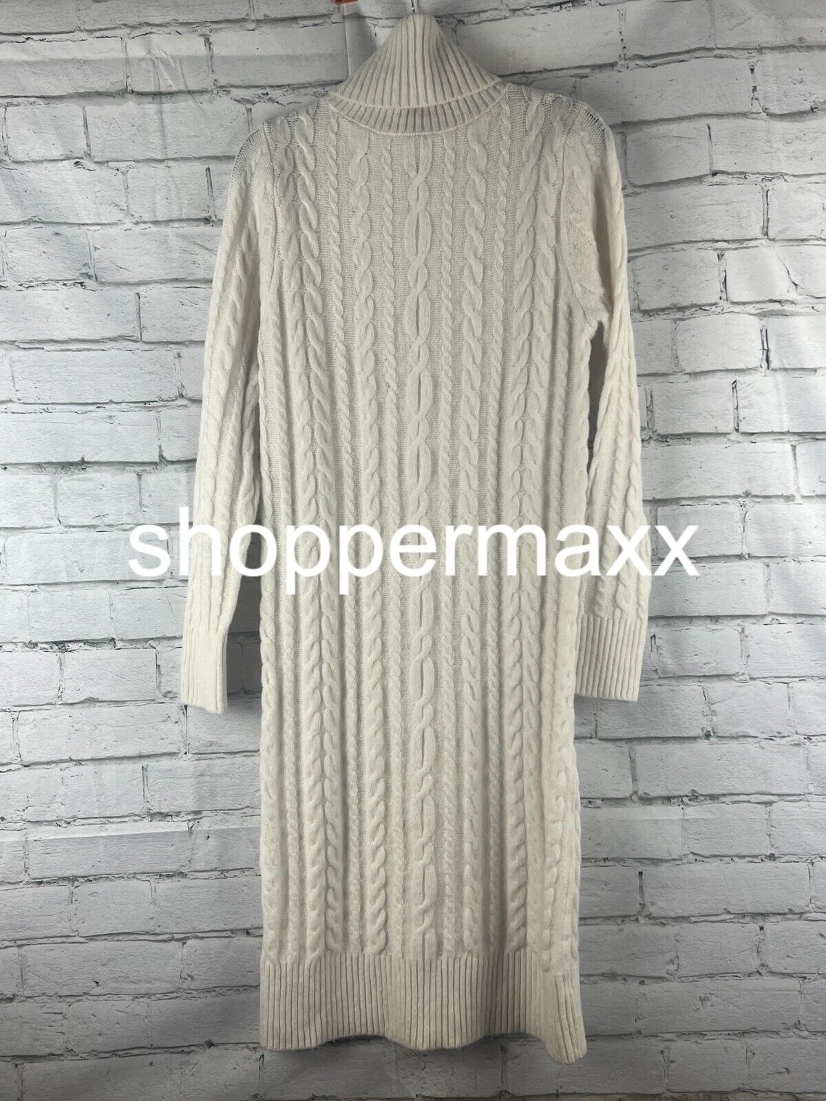 Women's Turtleneck Long Sleeve Cozy Sweater Dress - A New Day, Cream, X-Small