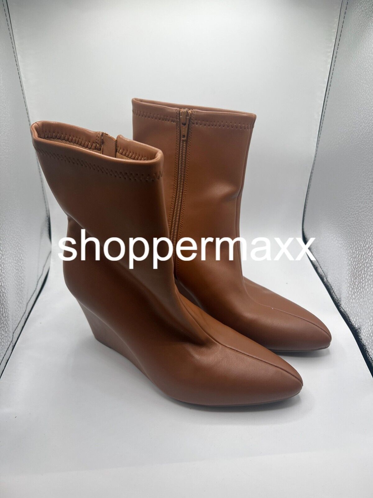 Women's Jocelyn Wedge Stretch Dress Boots - A New Day, Camel, Size 8.5
