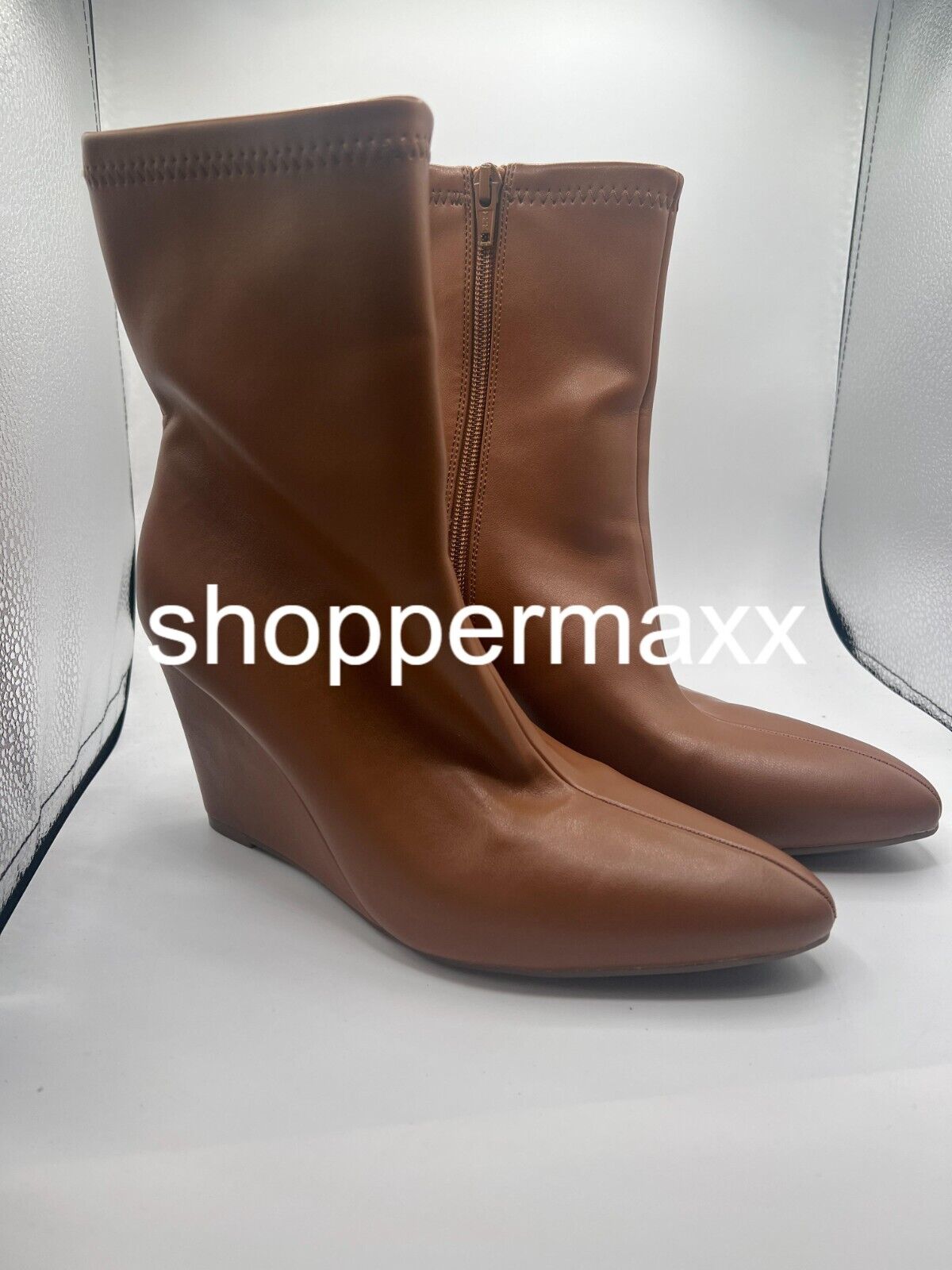 Women's Jocelyn Wedge Stretch Dress Boots - A New Day, Camel, Size 8.5