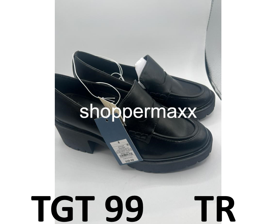 WOMEN'S MAISY LOAFER HEELS - UNIVERSAL THREAD, BLACK, SIZE 8
