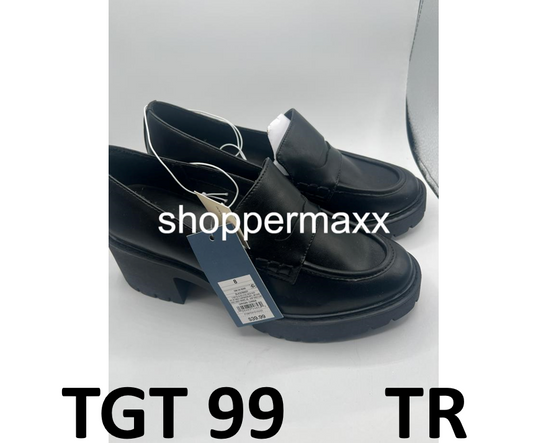 WOMEN'S MAISY LOAFER HEELS - UNIVERSAL THREAD, BLACK, SIZE 8