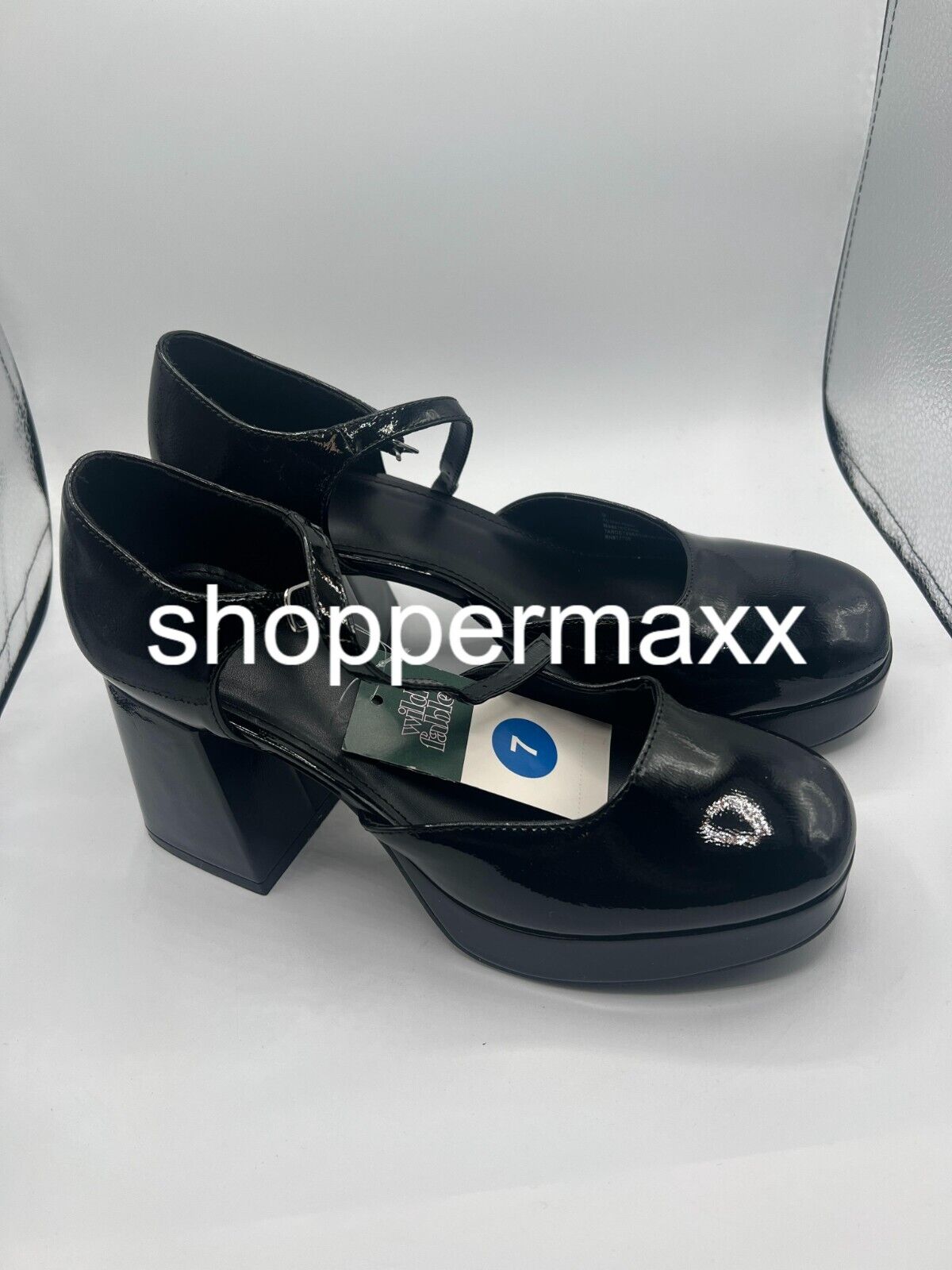 Women's Darcy Patent Platform Pumps - Wild Fable, Black, Size 7