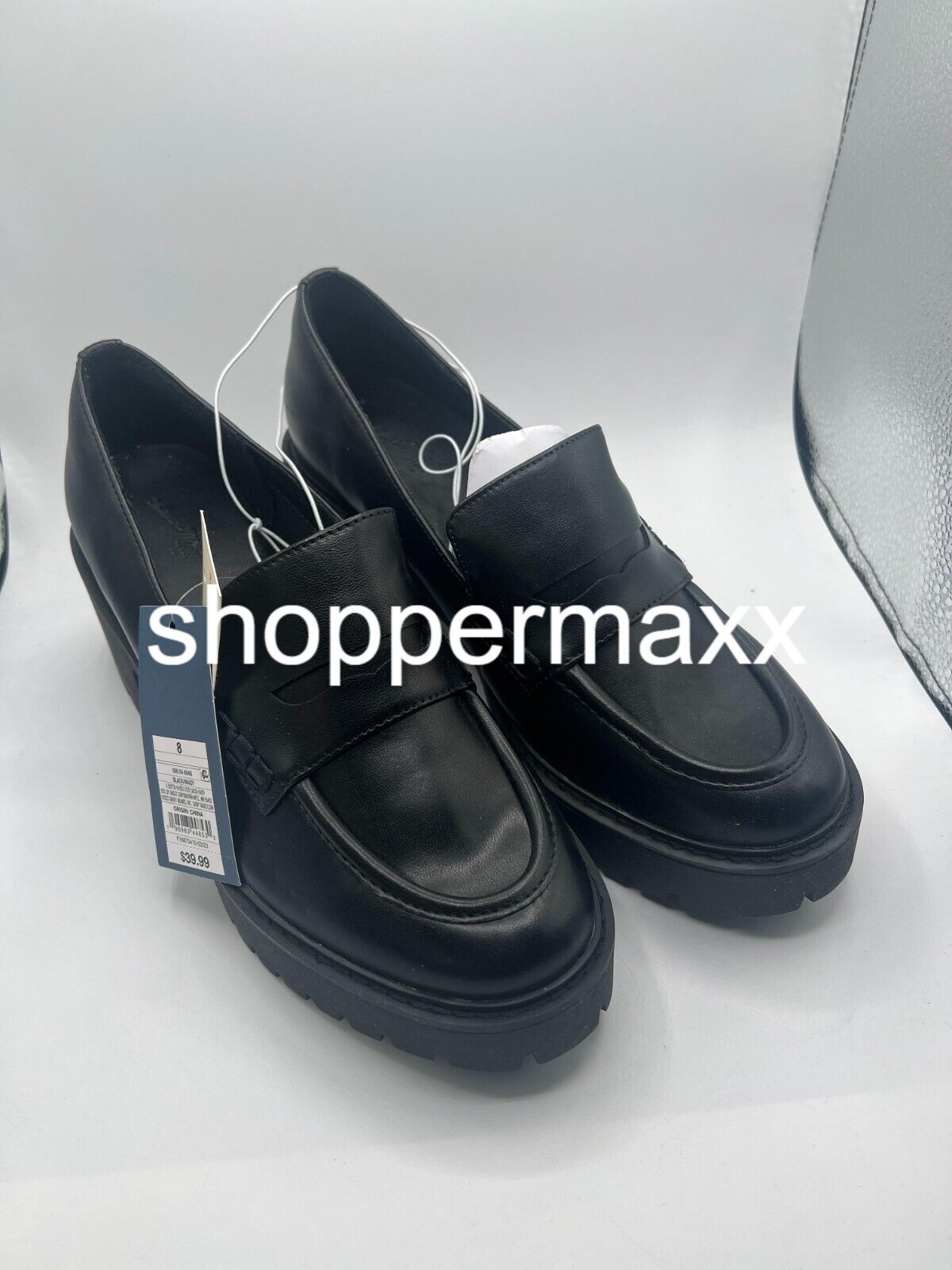 WOMEN'S MAISY LOAFER HEELS - UNIVERSAL THREAD, BLACK, SIZE 8