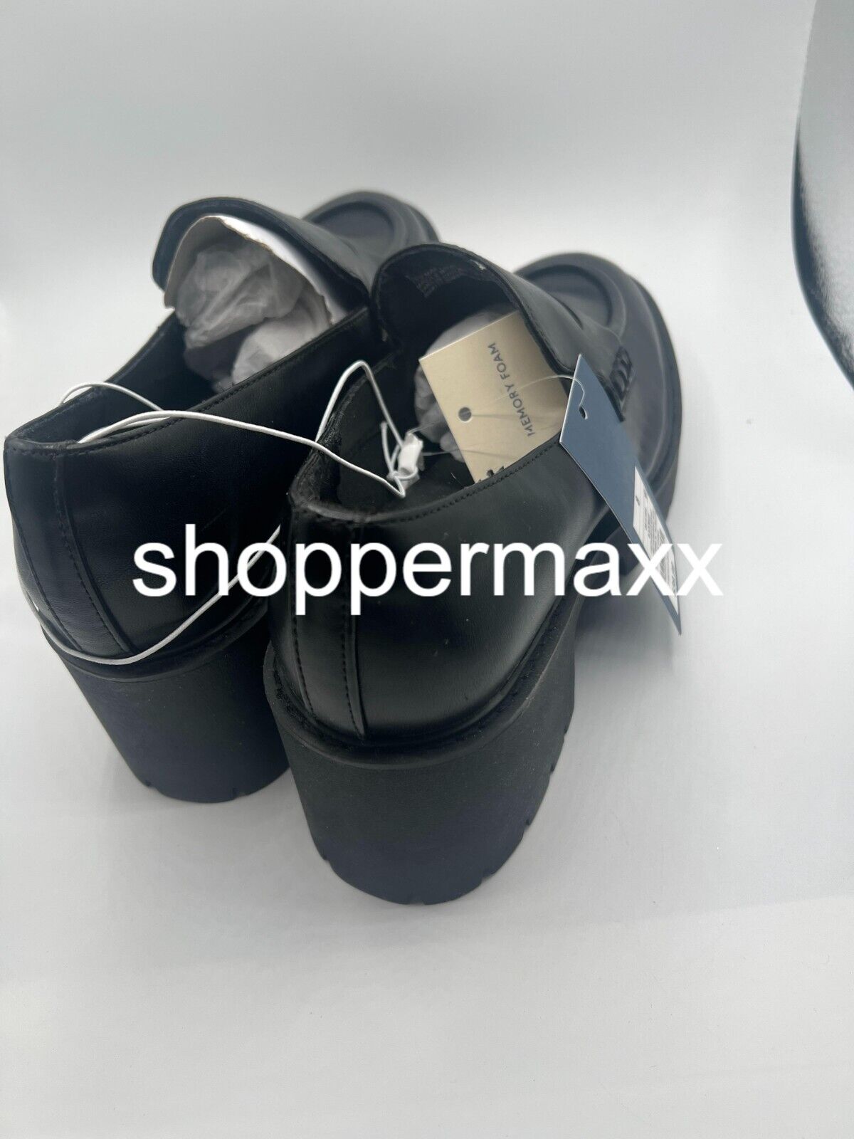 WOMEN'S MAISY LOAFER HEELS - UNIVERSAL THREAD, BLACK, SIZE 8