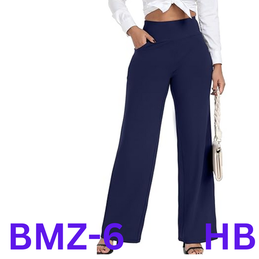 ESOFT High Waisted Wide Leg Yoga Pants for Women casual Work Pants, Navy Blue, L