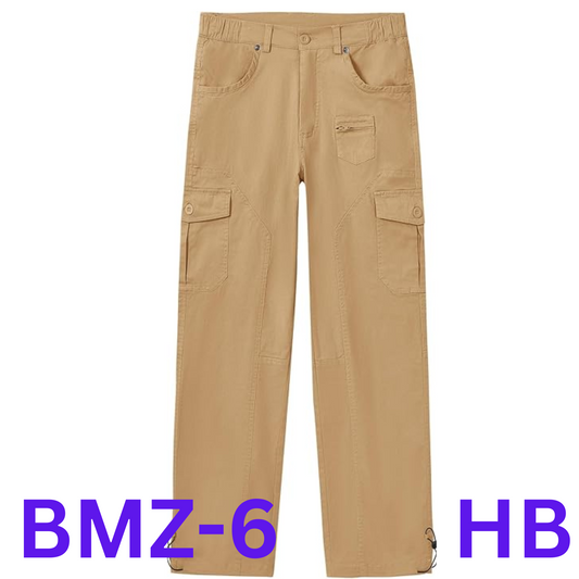 BGOWATU Women's Hiking Cargo Pants Joggers stretch , 6 Pockets, Khaki, Size 2XL
