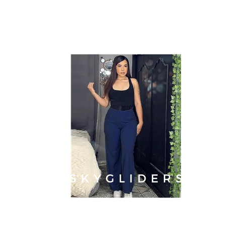 ESOFT High Waisted Wide Leg Yoga Pants for Women casual Work Pants, Navy Blue, L
