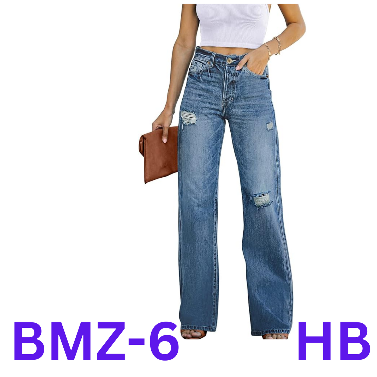 Utyful Women's High Waisted Ripped Jeans ,0-dark Blue , X-LARGE Flare Denim